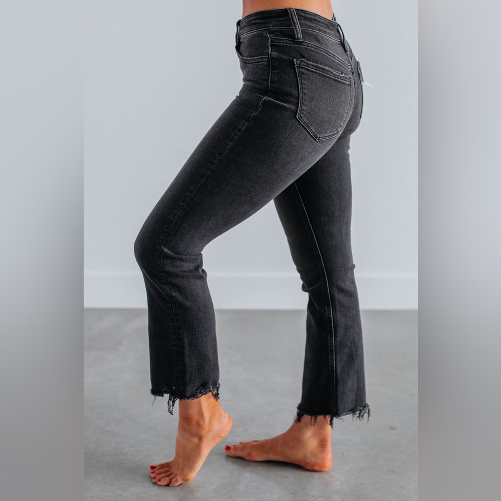 Flying Monkey Black High-Rise Crop Flare Jeans charcoal women’s size 27